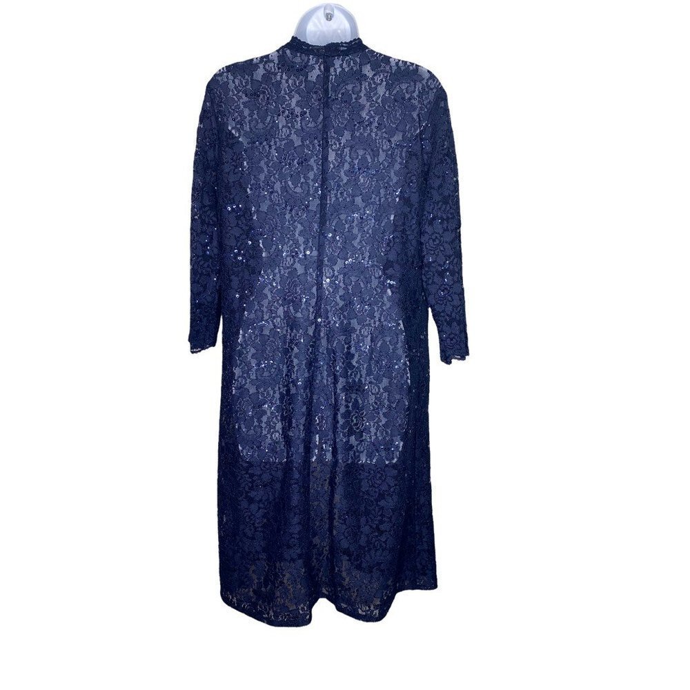 Miss Christina Womens‎ Robe Blue Floral Lace Open Front USA XL New - Picture 2 of 4